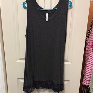 Black Sleeveless Top with Lace Hem